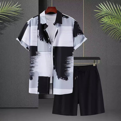 Men's Short Sleeve Shirt Outfit Printed Men's Clothing