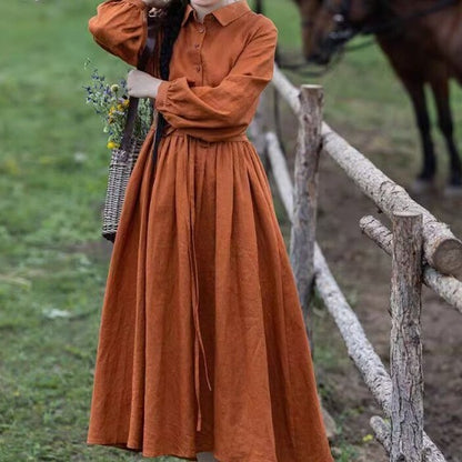 Women's Autumn Solid Color Linen Art Skirt