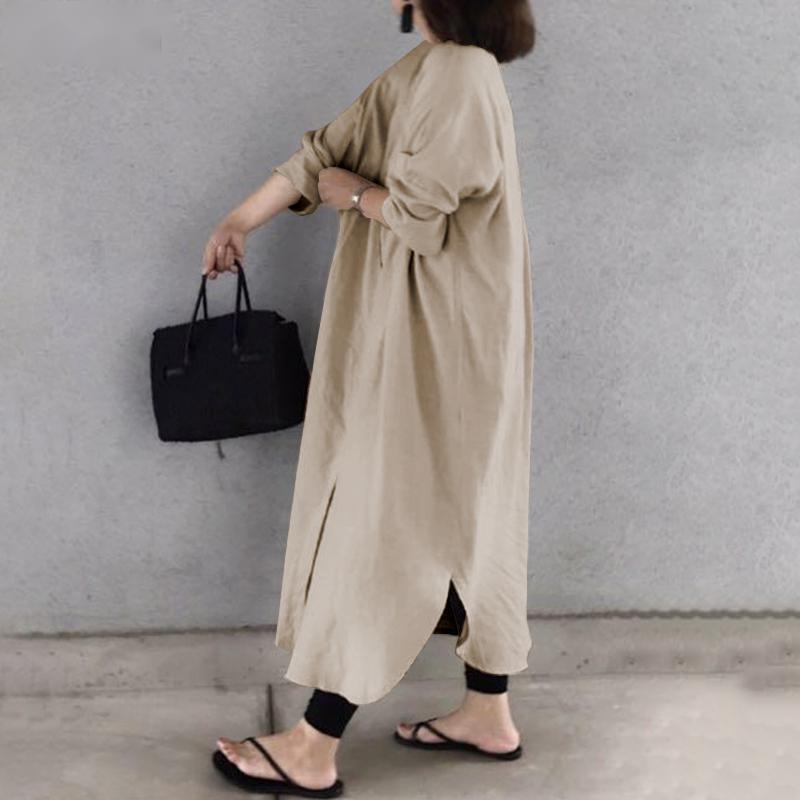 Spring Rayon Cardigan Stand Collar Mid-length Loose Women's Clothing Dress
