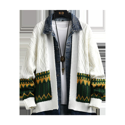 Men's Clothing Fashion Polo Collar Sweater Cardigan Coat