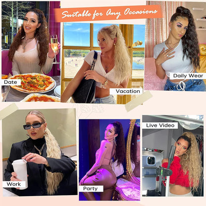 Drawstring Ponytail Water Ripple Wig