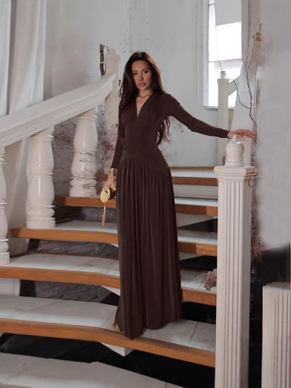 Women's Elegant Waist-tight Draping Casual Niche Solid Color Pleated