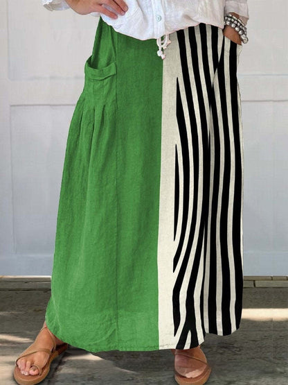Casual Temperament Commute Floral Stripe Women's Skirt