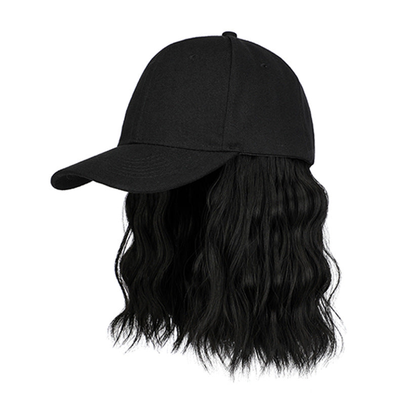 Natural New One-piece Wig Women's Short Curly Hair Baseball Hat