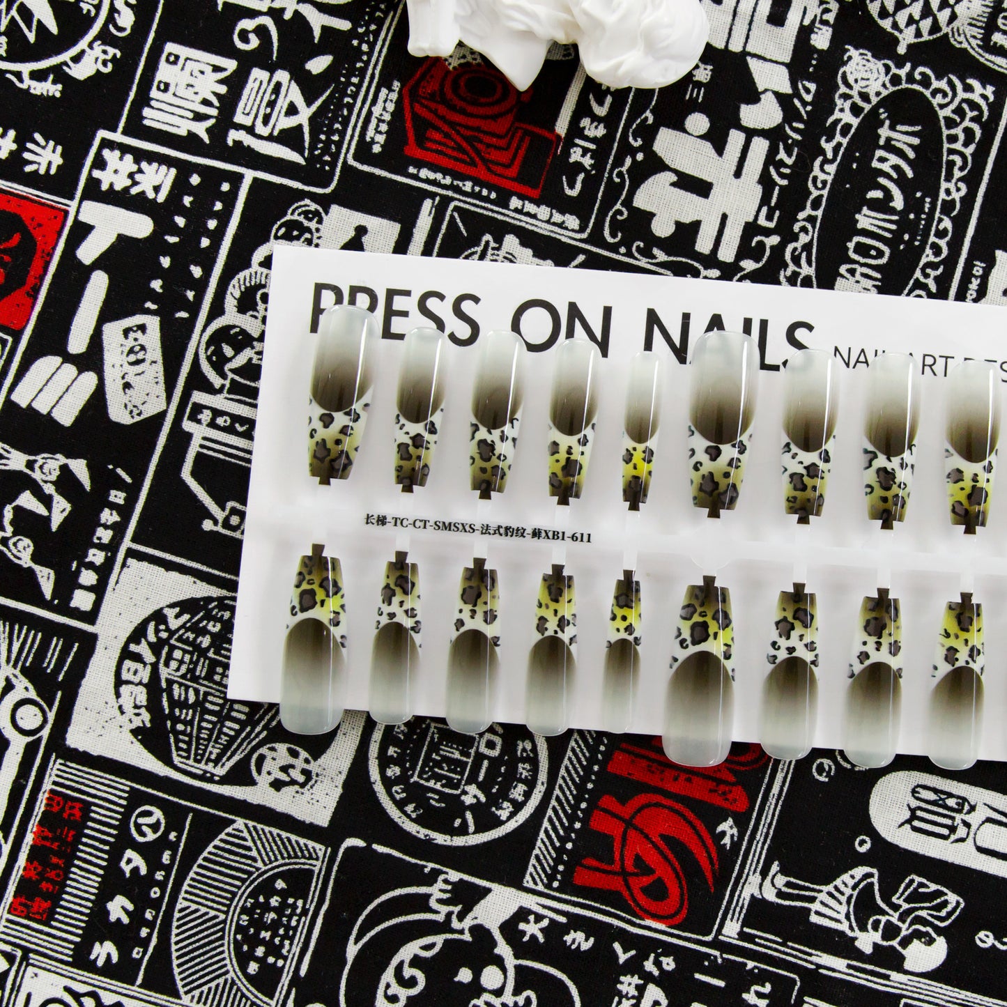 Autumn And Winter French Leopard Spots Long Ladder Nail Beauty Glossy Matte