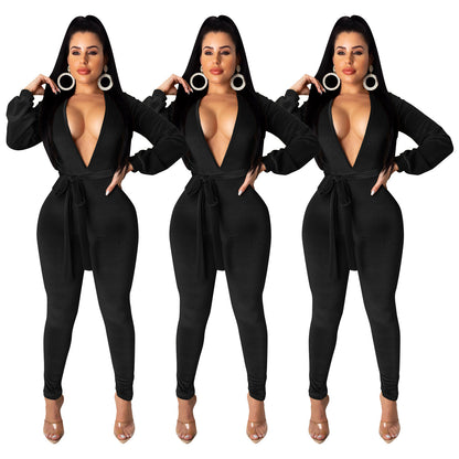 Sexy Fashion Solid Color Silver Fox Velvet Jumpsuit