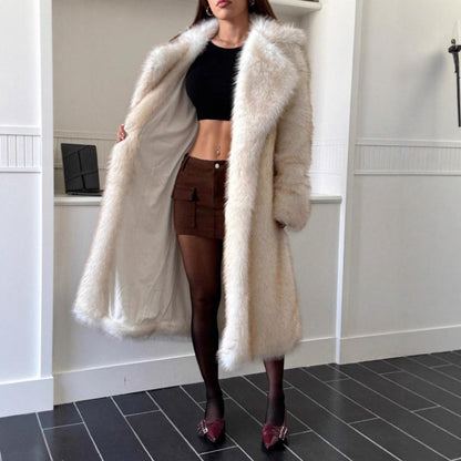 Imitation Fox Fur Long Thickened Maojian Tea Gradient Color Coat Autumn And Winter New Women's