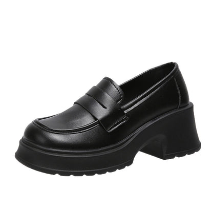 College Style Round Head Thick Bottom British Platform Shoes Women