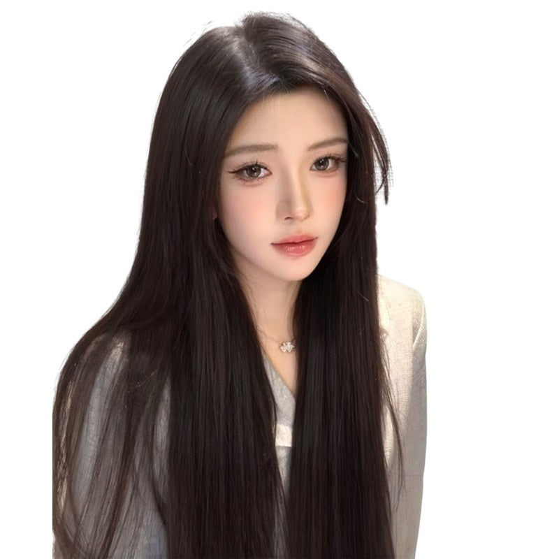 Jaulin Wig Women's Long Hair Forehead Lace Full-head Wig New Artificial Natural Mid-length Long Straight Hair Full Top Wig