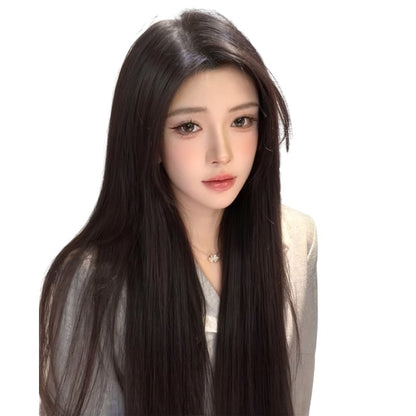 Jaulin Wig Women's Long Hair Forehead Lace Full-head Wig New Artificial Natural Mid-length Long Straight Hair Full Top Wig