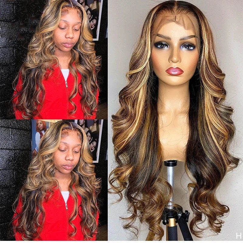 Front Lace Wig 134 Gradient Color Long Curly Wig Head Cover