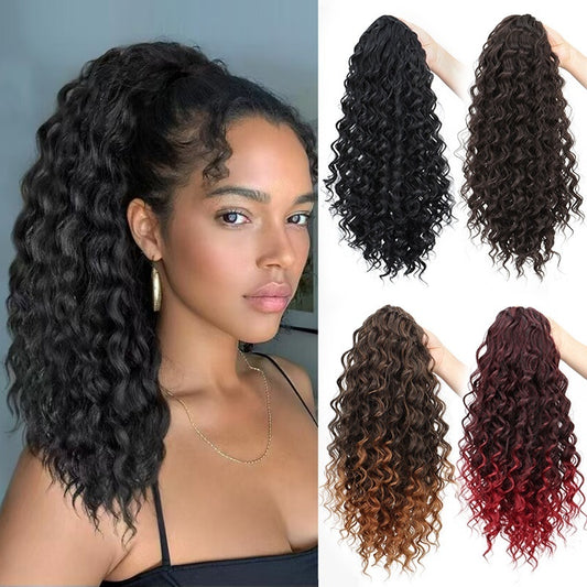 Wig Small Curly Ponytail Gradient Drawstring Wave