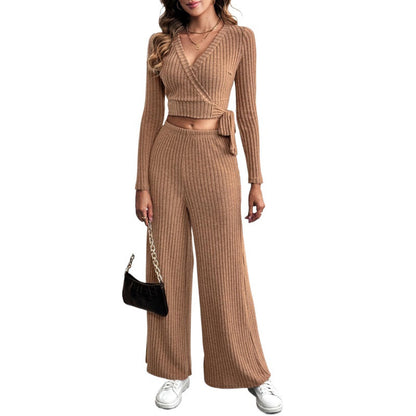 Solid Color Texture Basic All-matching Ladies Two-piece Set