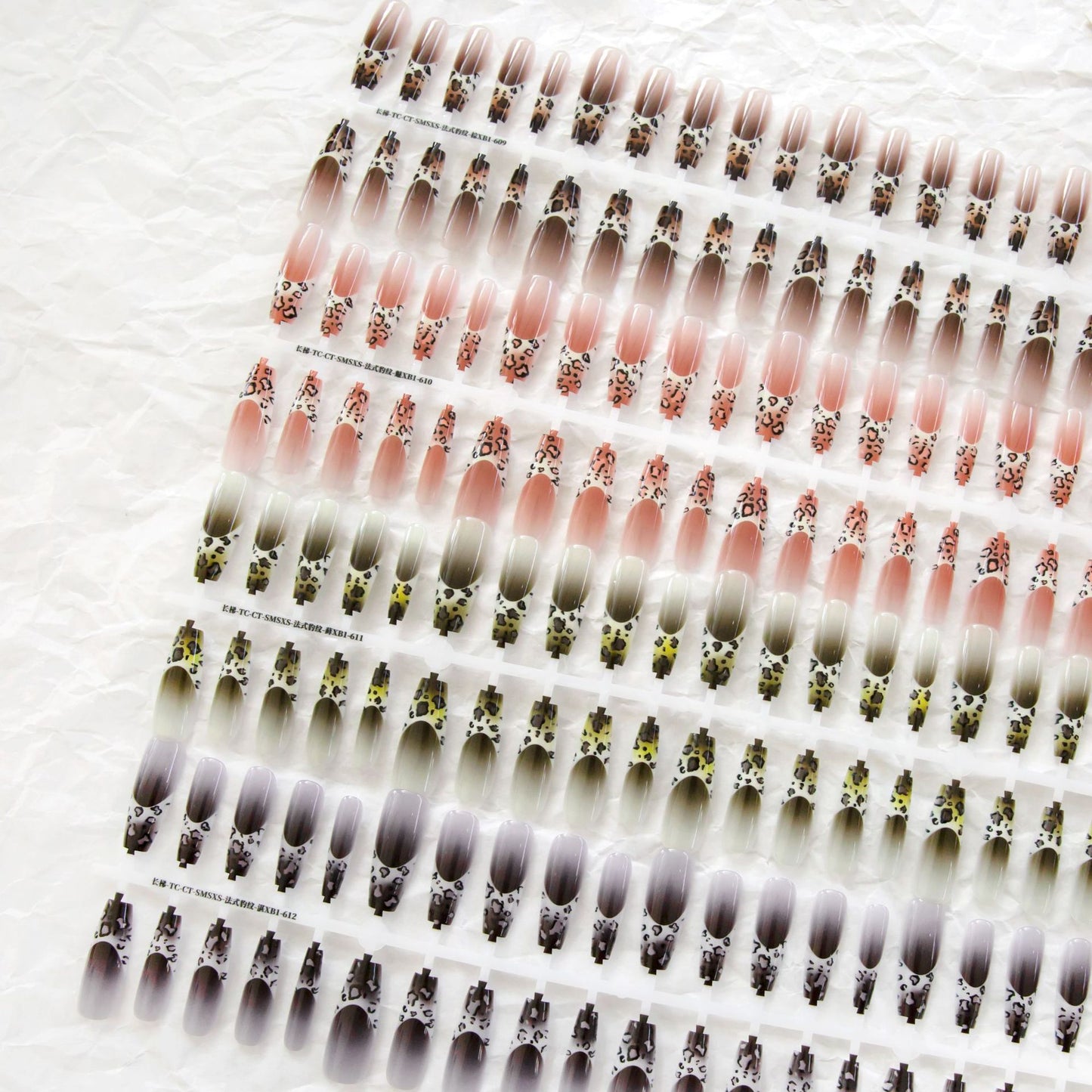 Autumn And Winter French Leopard Spots Long Ladder Nail Beauty Glossy Matte