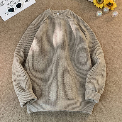 Solid Color Sweater Loose Casual Long Sleeves Lazy