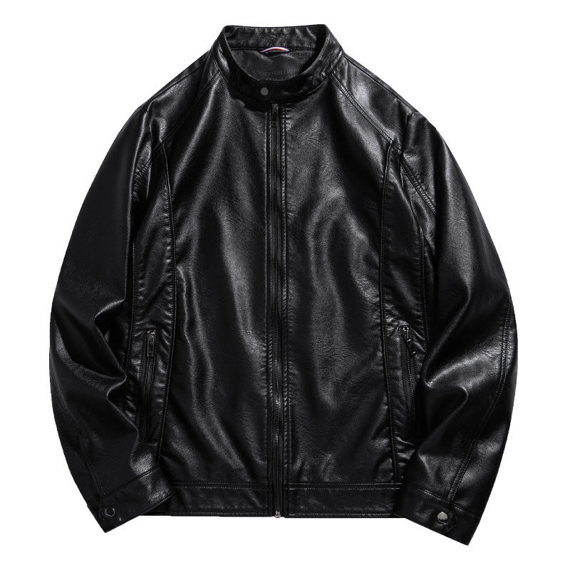 Injall Lun Leather Clothing With Stand Collar Men's Coat