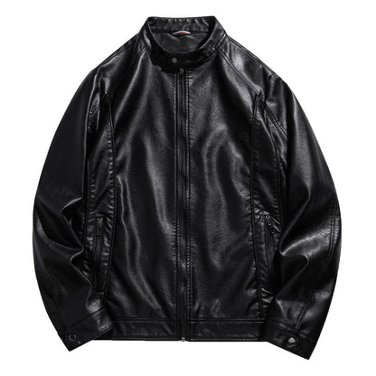 Injall Lun Leather Clothing With Stand Collar Men's Coat