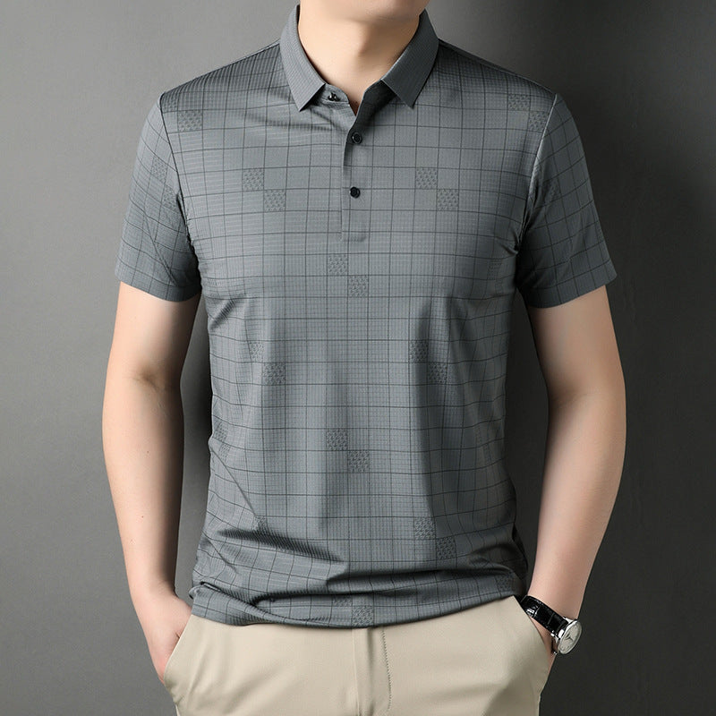 Men's Mercerized Cotton Fashion T-shirt Clothing For Middle-aged Dad Ice Silk Men's Clothing