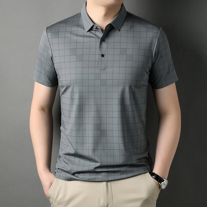 Men's Mercerized Cotton Fashion T-shirt Clothing For Middle-aged Dad Ice Silk Men's Clothing