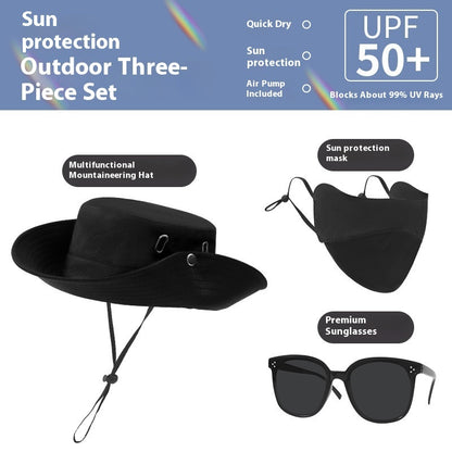 Three-piece Set Cap Fisherman Hat Sun-proof Climbing Equipment