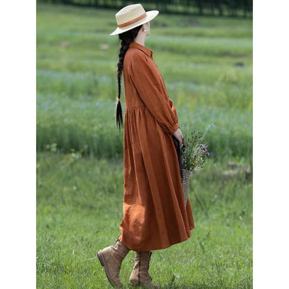 Women's Autumn Solid Color Linen Art Skirt