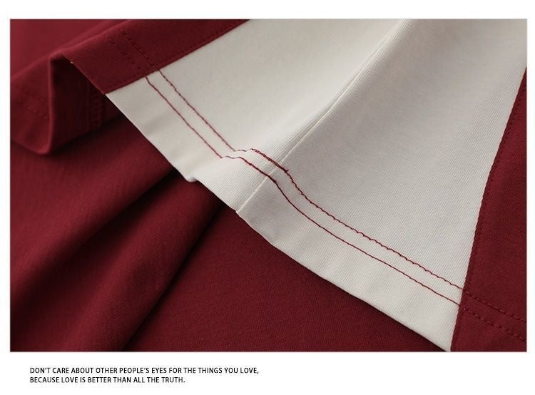 Cotton American Retro Patchwork Motorcycle Clothing Short Sleeve T-shirt