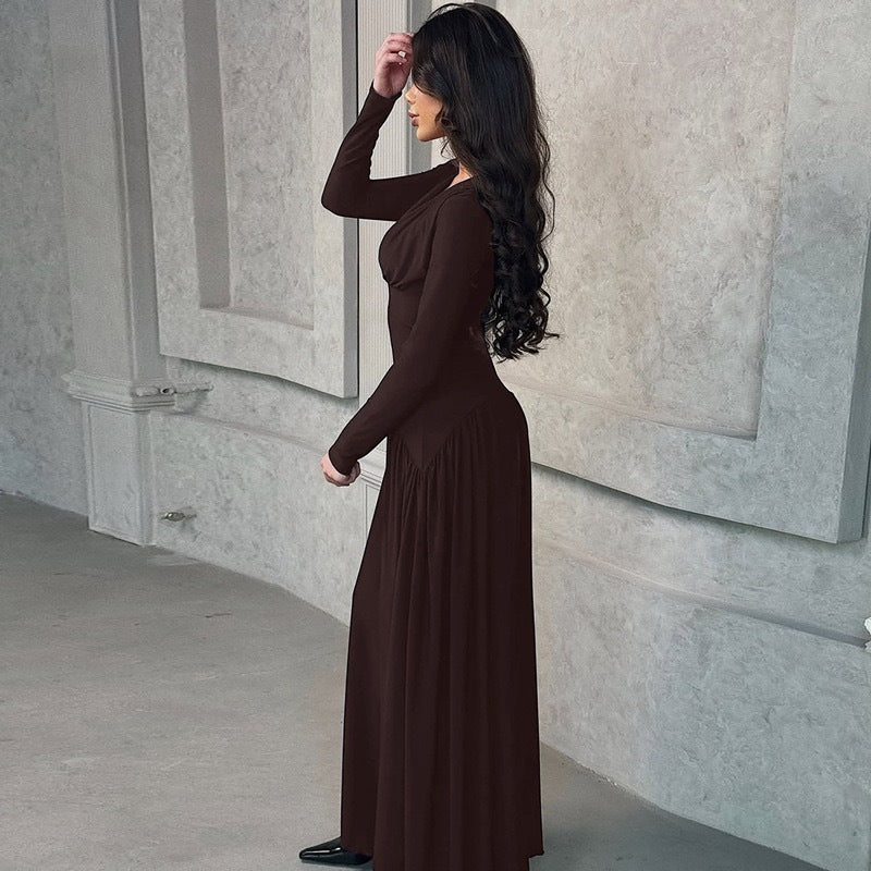 Women's Elegant Waist-tight Draping Casual Niche Solid Color Pleated