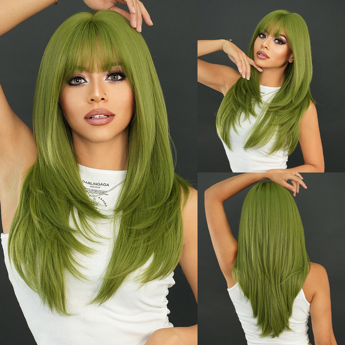 Vanilla Green Long Straight Women's Wig