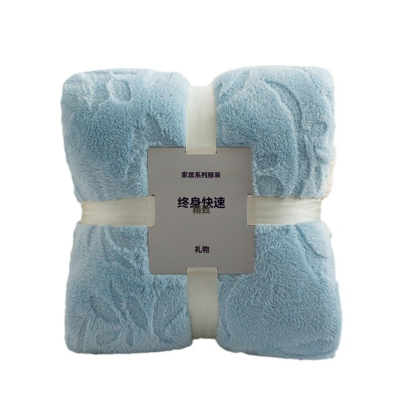 Double Thick Jacquard Berber Fleece Blanket Comfortable Cotton Thickened Warm
