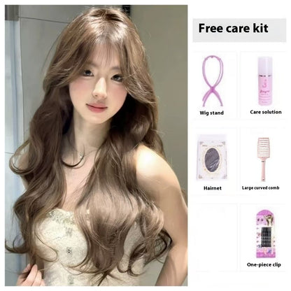 Wig Female Temperament Filbert Gray Brown Big Wave Daily