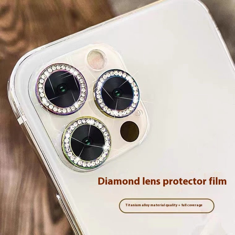 Mobile Phone Tempered Glass Rhinestone Lens Protector
