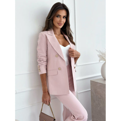 Double Breasted Solid Color Fashion Coat