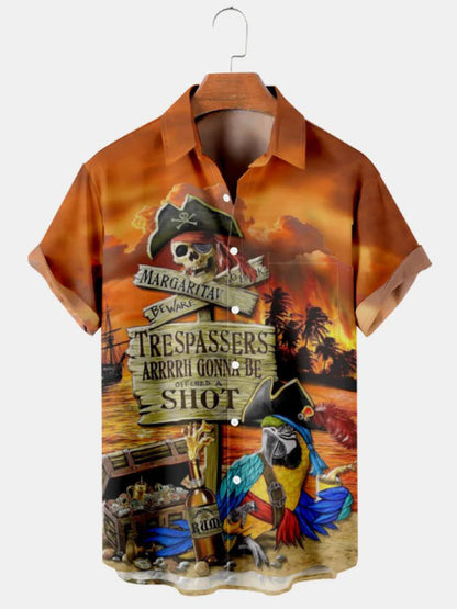 Short Sleeve Lapel Men's Clothing Print Shirt