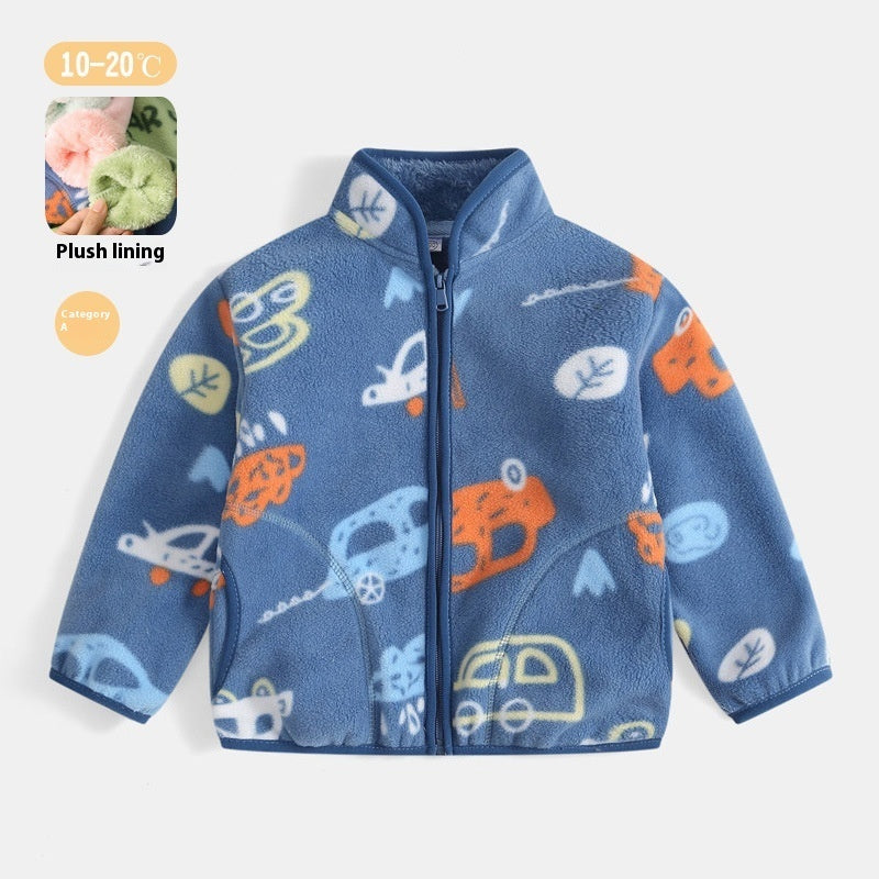 Polar Fleece Kids' Overcoat Fleece Printed Cardigan