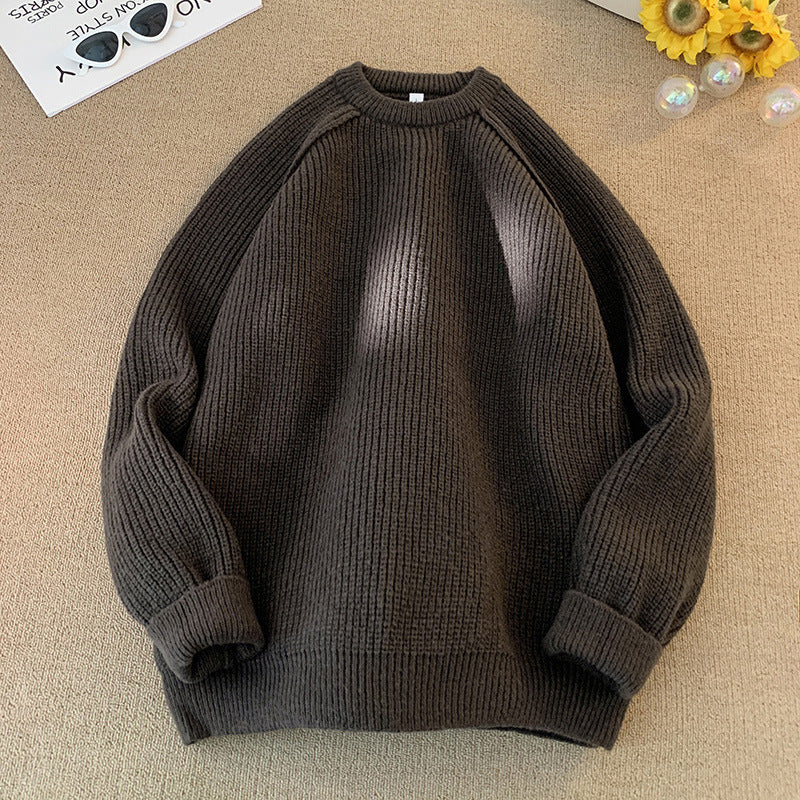 Solid Color Sweater Loose Casual Long Sleeves Lazy