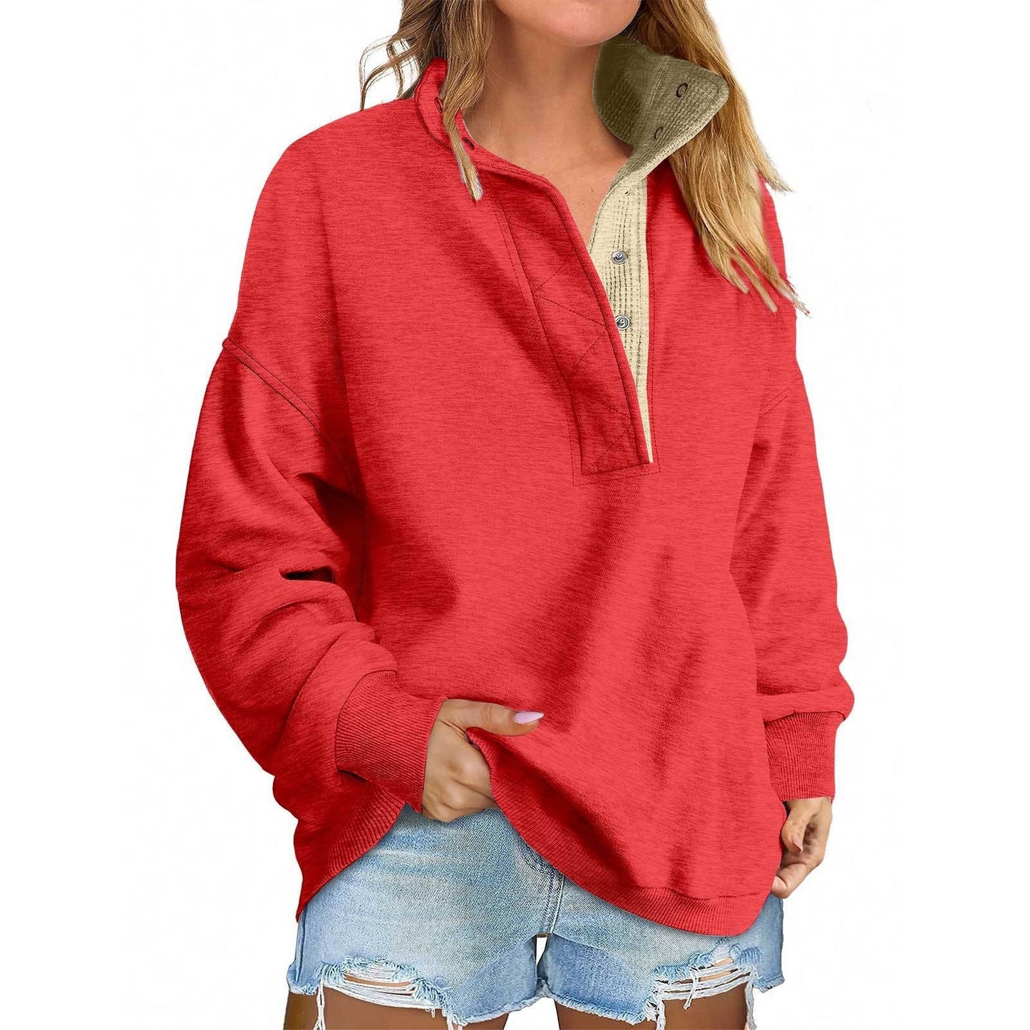 Pullover Leisure Loose Button Sweater For Women