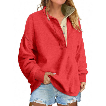 Pullover Leisure Loose Button Sweater For Women