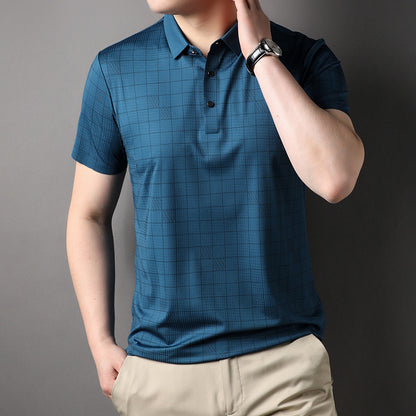 Men's Mercerized Cotton Fashion T-shirt Clothing For Middle-aged Dad Ice Silk Men's Clothing