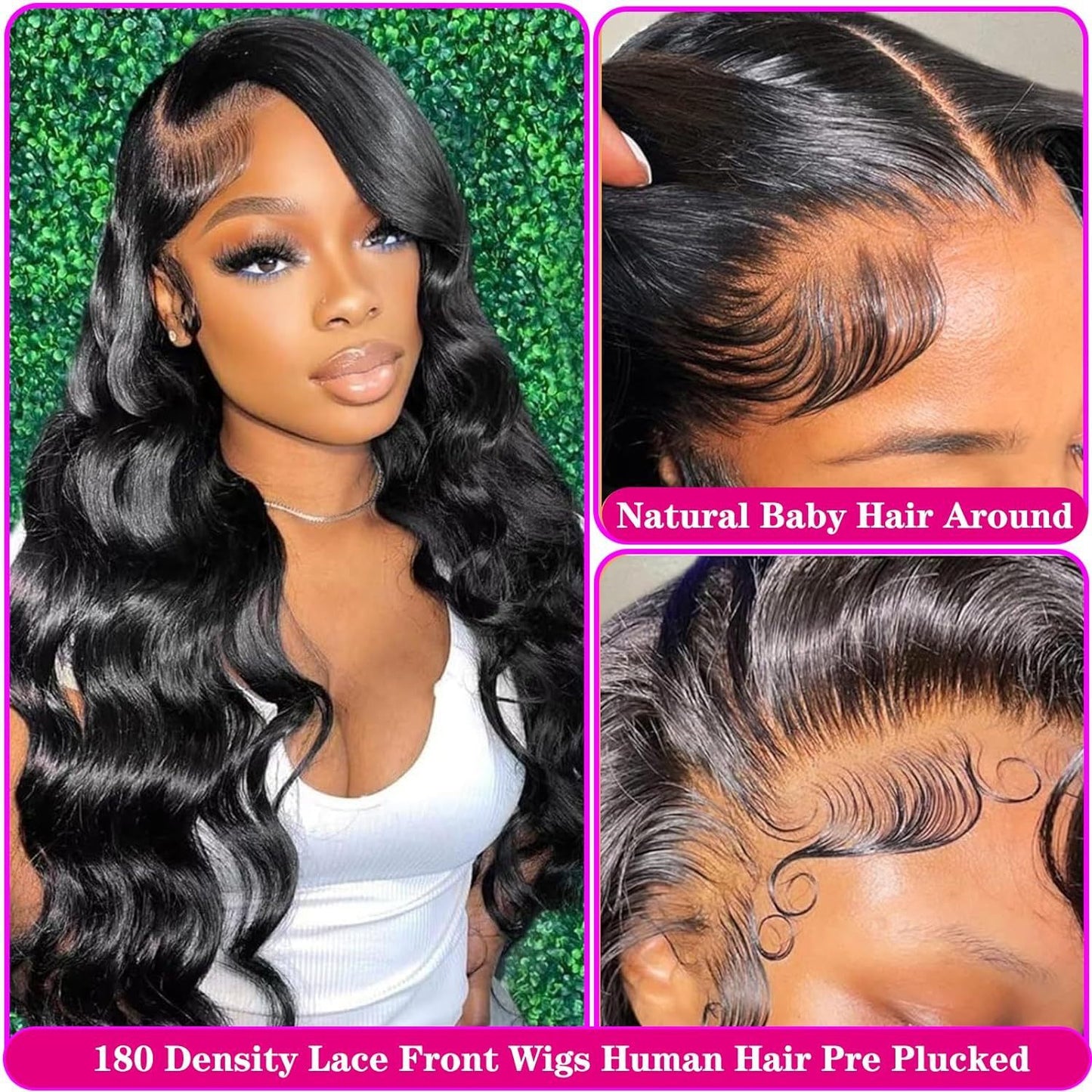 Black Medium Large Wave Full-head Wig