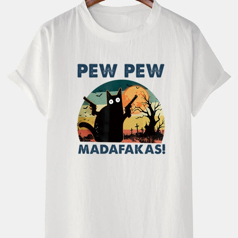 Loose Men's Clothing Cat T-shirt Top