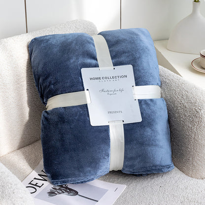 Solid Color Flannel Coral Fleece Blanket Plain Sofa Cover