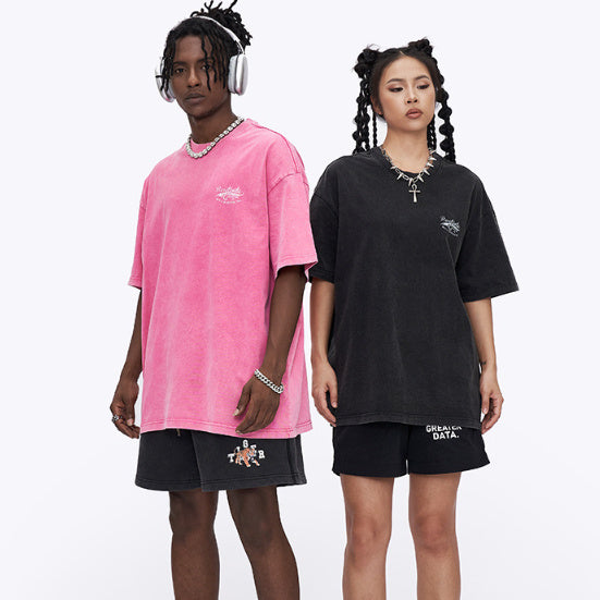 Men's Clothing Print T-shirt Fashion Brand Loose Street Short Sleeve