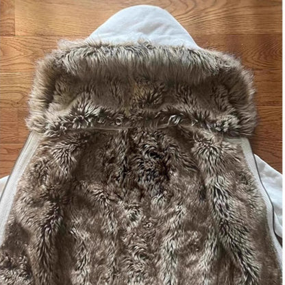 American Retro Hot Girl Hooded Women's Zipper Casual Waist-tight Sweater