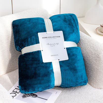 Solid Color Flannel Coral Fleece Blanket Plain Sofa Cover