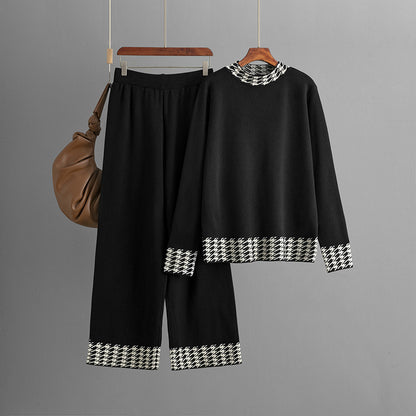 Women's Autumn And Winter Loose Pullover Two-piece Set