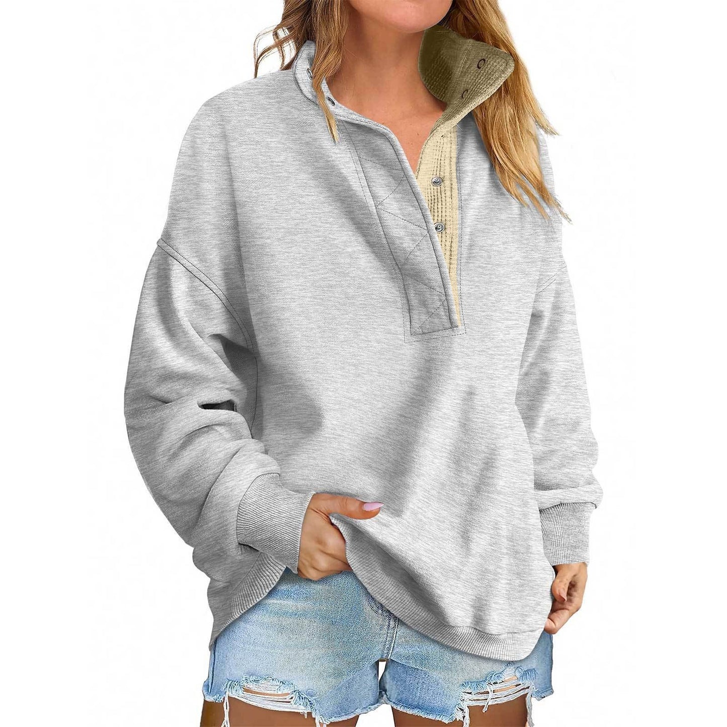 Pullover Leisure Loose Button Sweater For Women