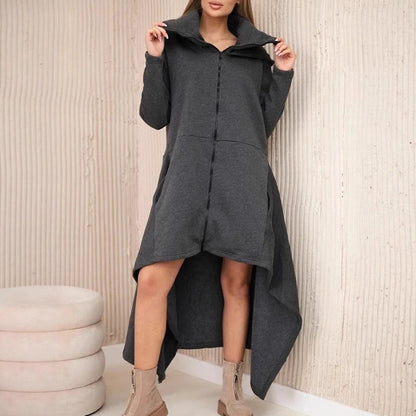 Solid Color Hooded Loose Zip All-matching Hoodie Skirt