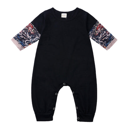 Kids Long Sleeve Tattoo One-piece Romper Baby Flower Arm Romper Clothes