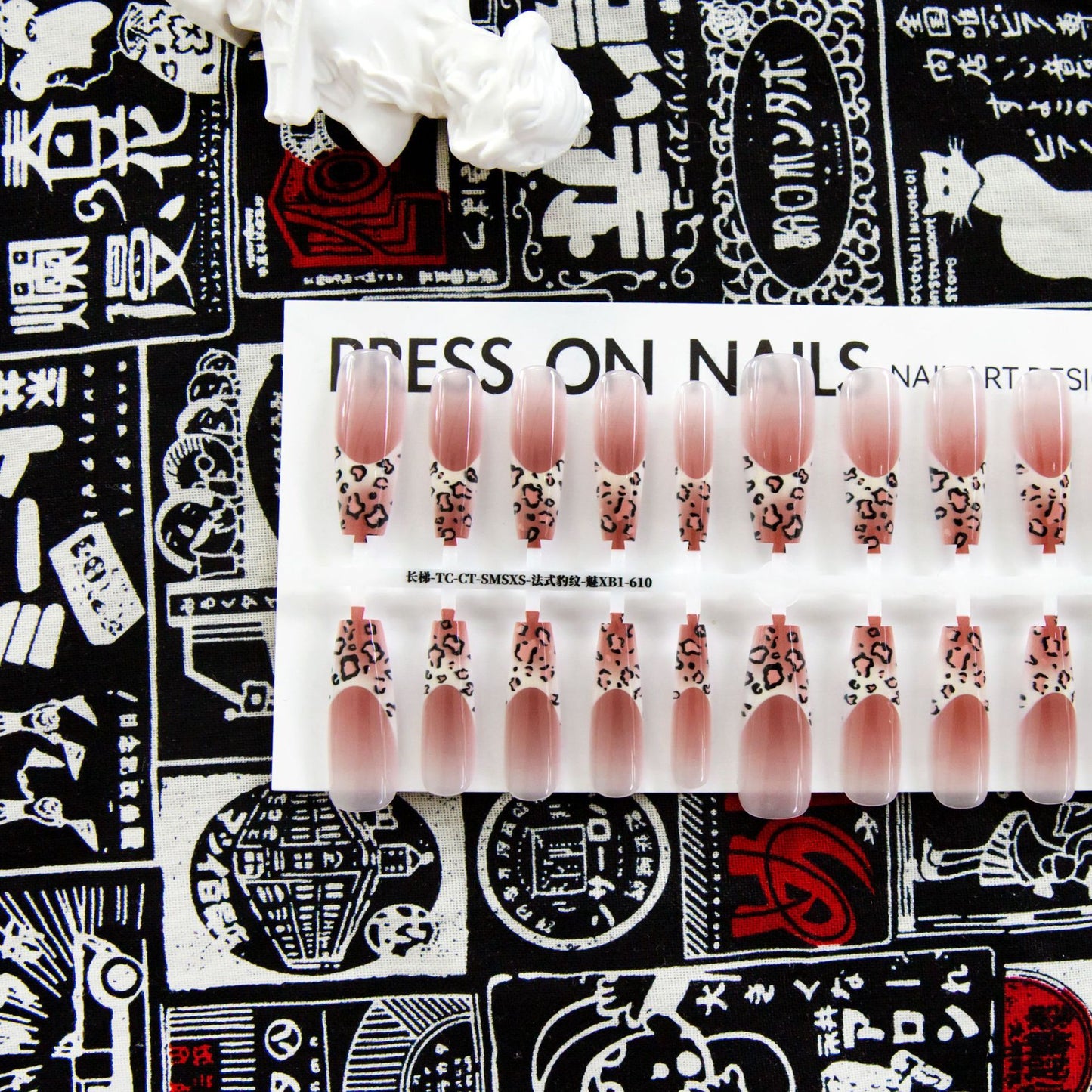 Autumn And Winter French Leopard Spots Long Ladder Nail Beauty Glossy Matte