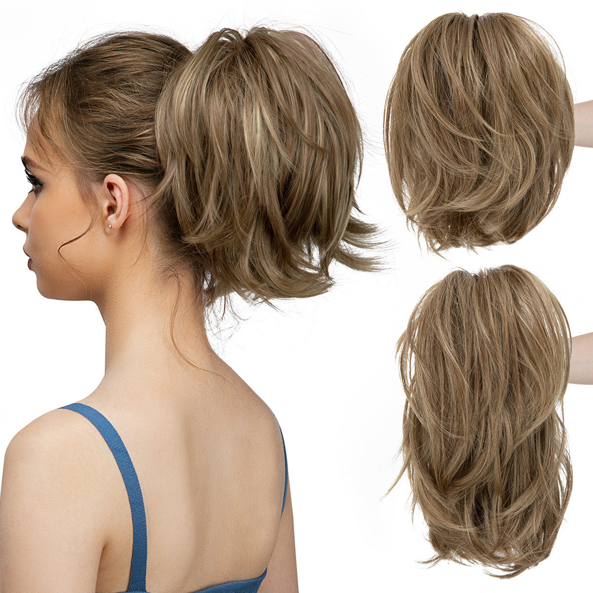 Wig Female Ponytail Short Grip Curly Hair
